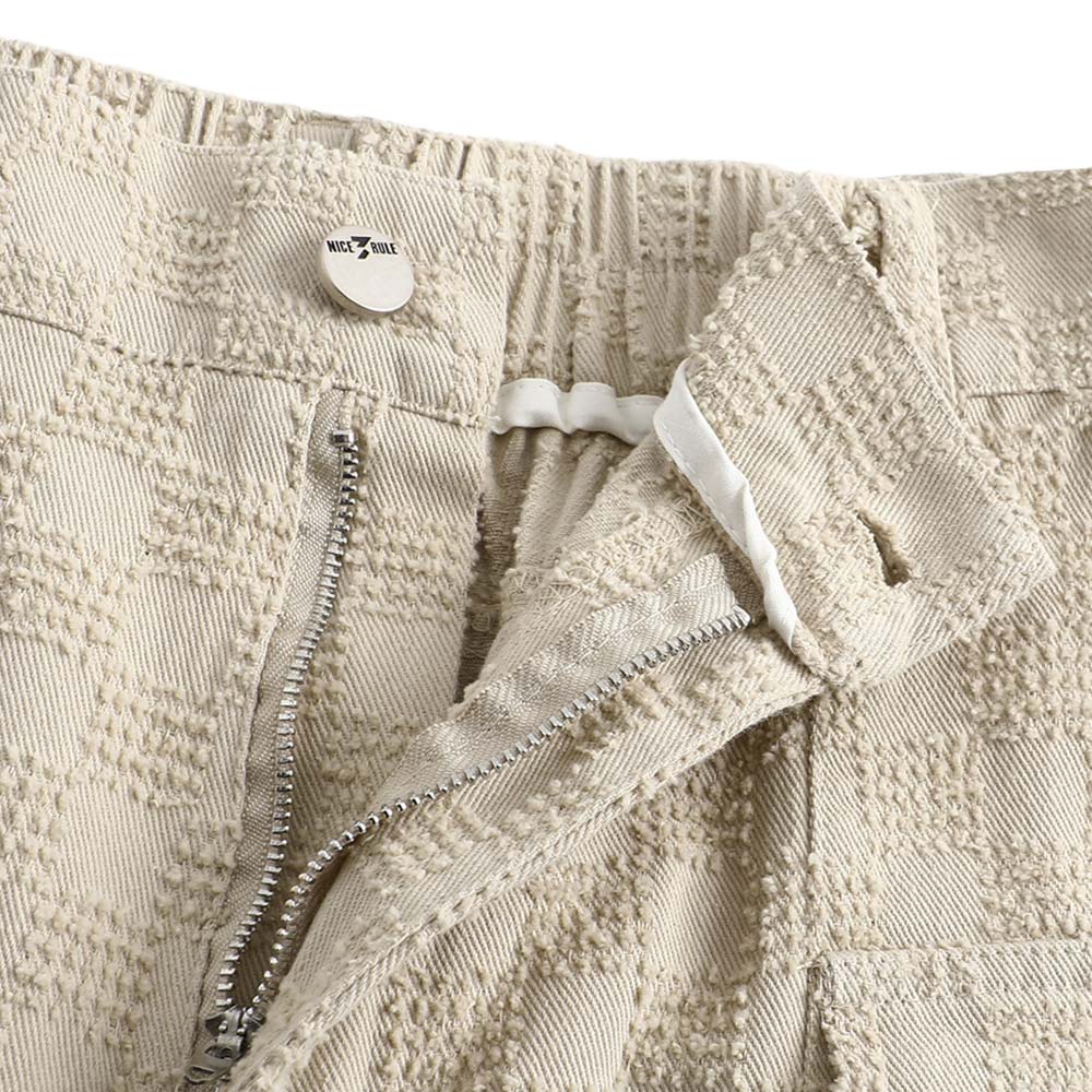 アメカジウォッシュドチェックジャカードワークパンツ 