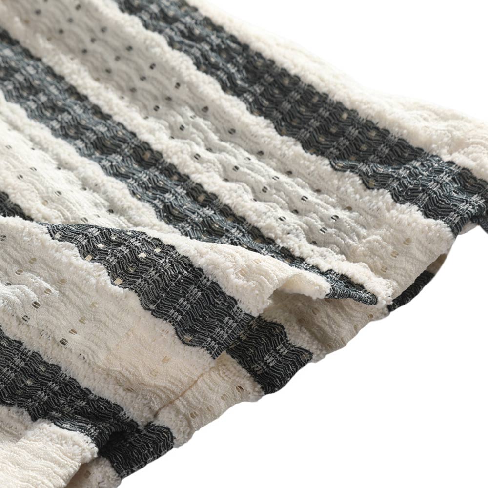 アメカジ　メンズストライプメッシュ編みシャツ半袖