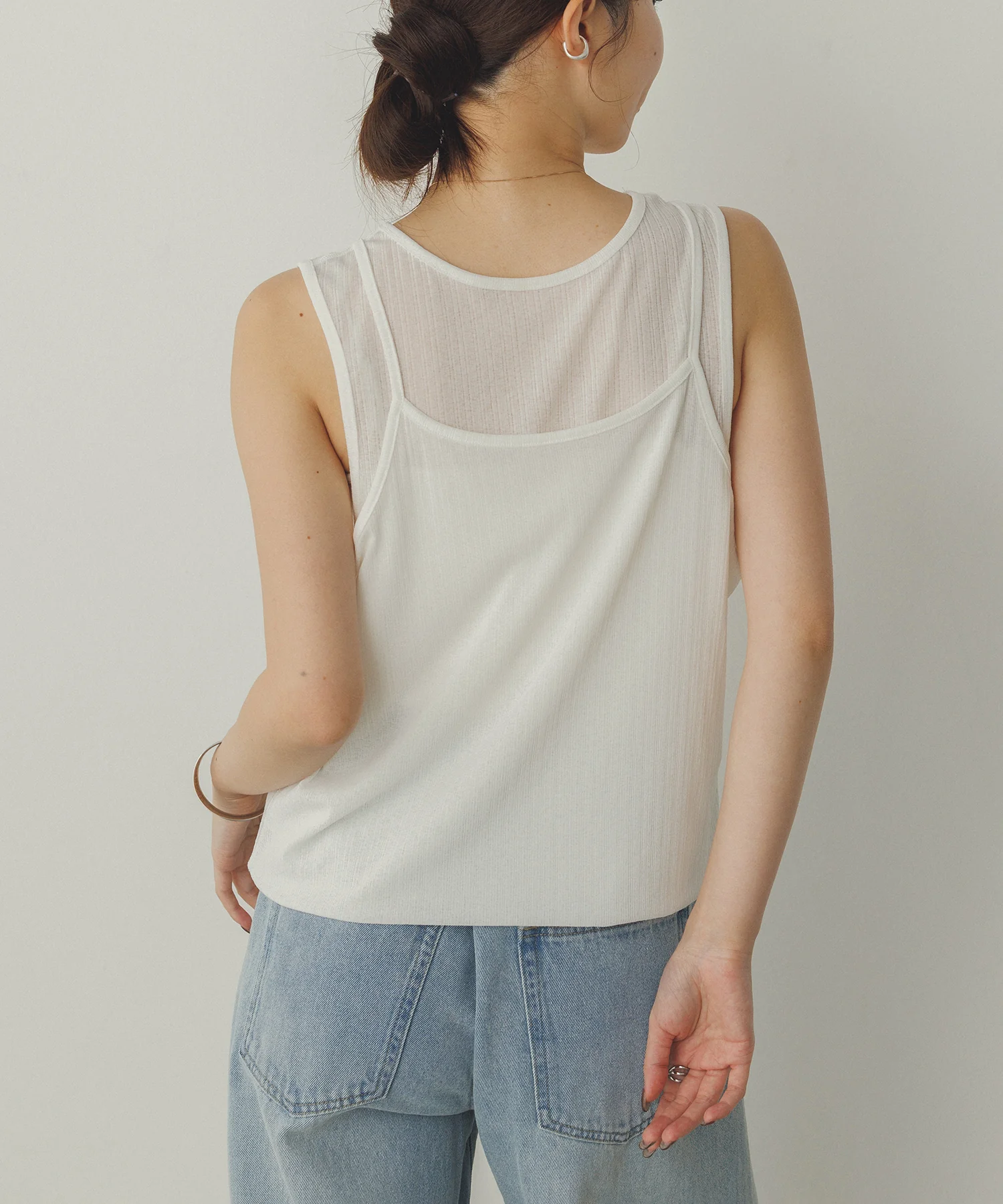 ランダムリブ シアータンクトップ