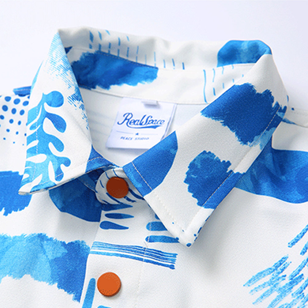 トロピカル抽象グラフィックプリント 開襟シャツ