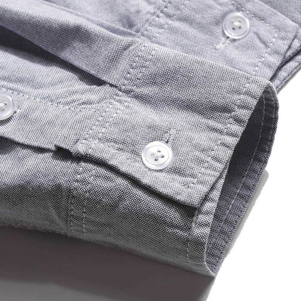 クリーンフィット刺繍　オックスフォードレッドテープ付き長袖シャツ