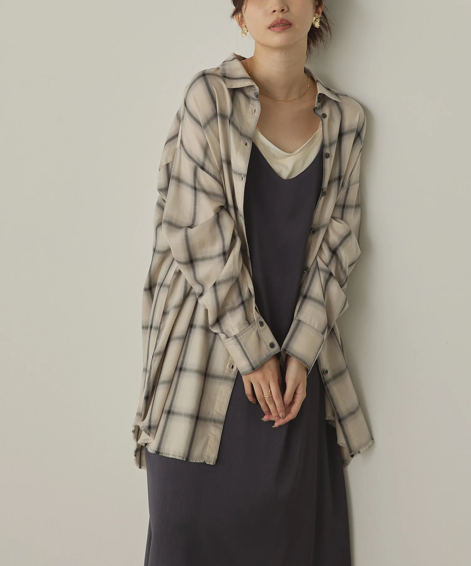 オンブレチェック オーバーシャツ