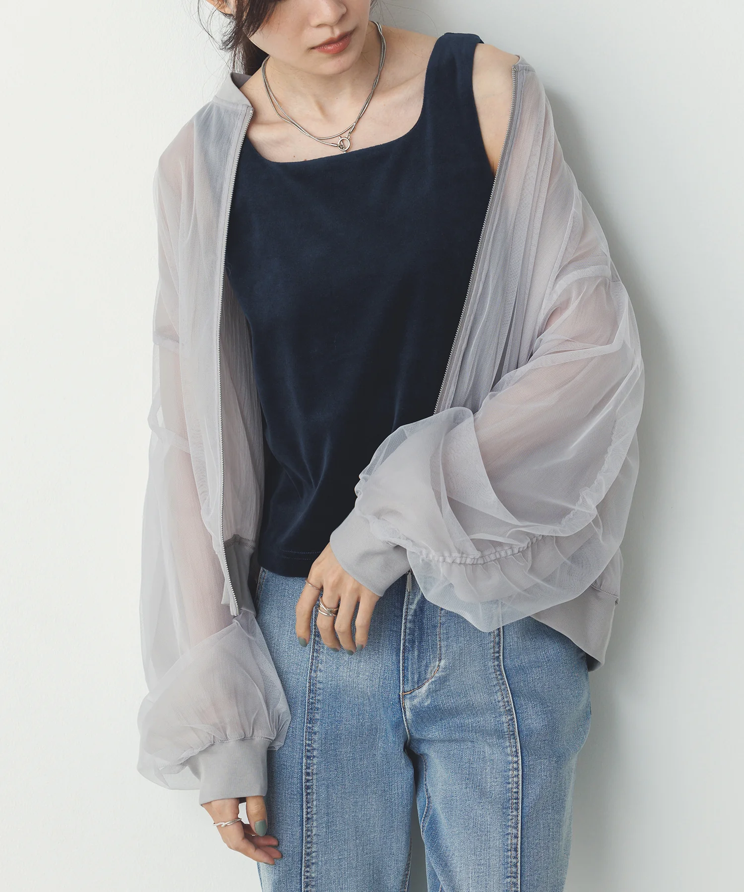 前後2WAY ベロア スクエアタンク