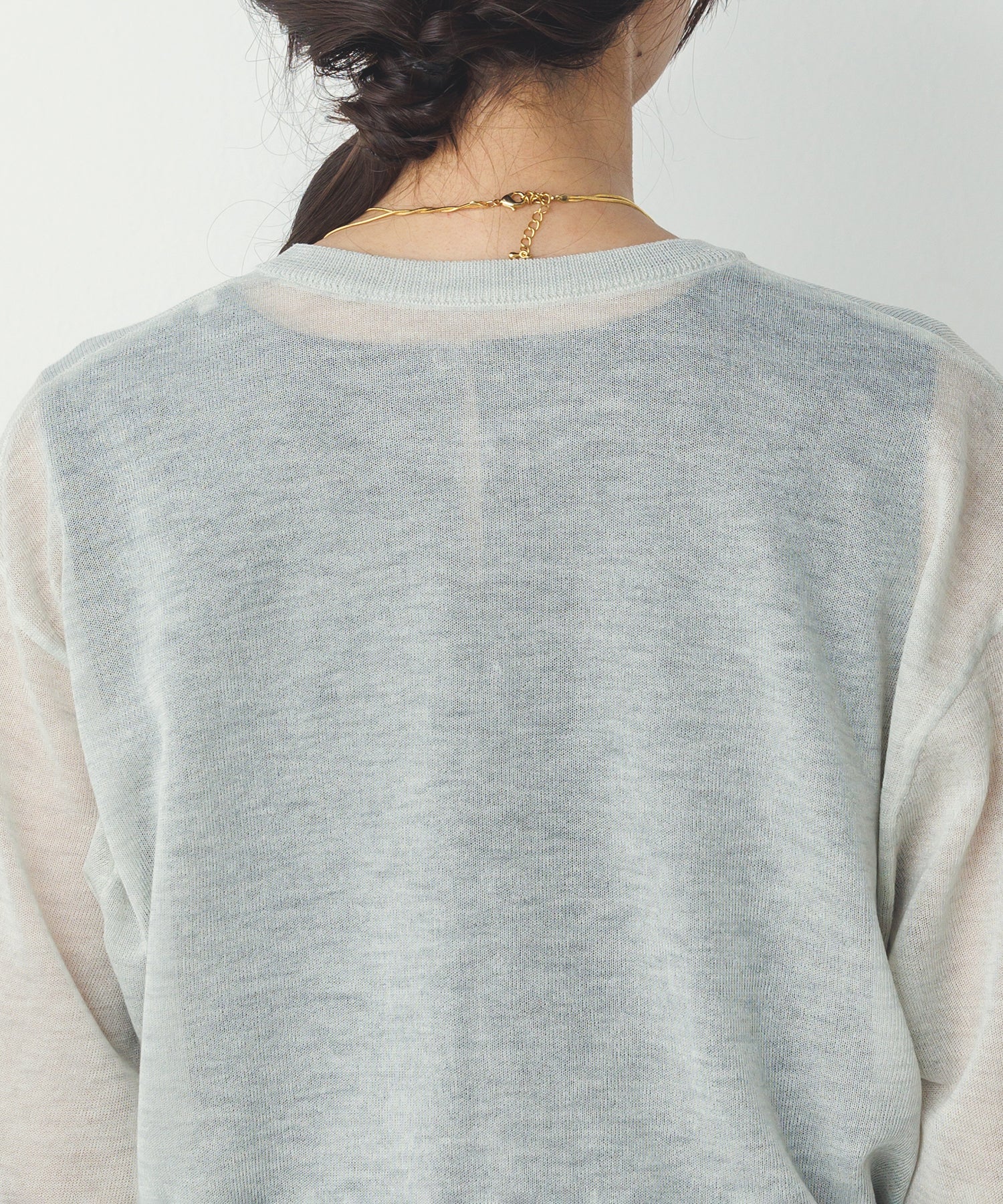 バイカラー シアーニットカーデ