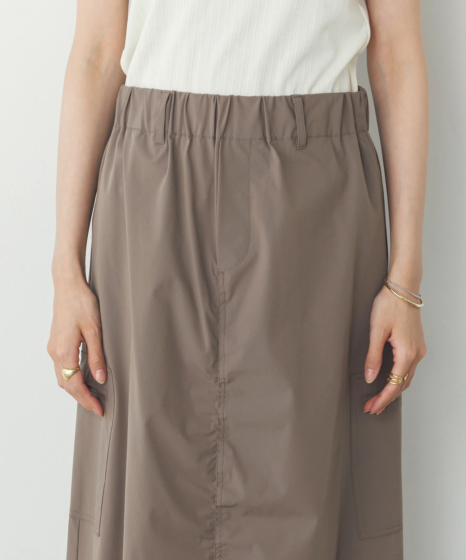 【接触冷感】シャーリング カーゴスカート