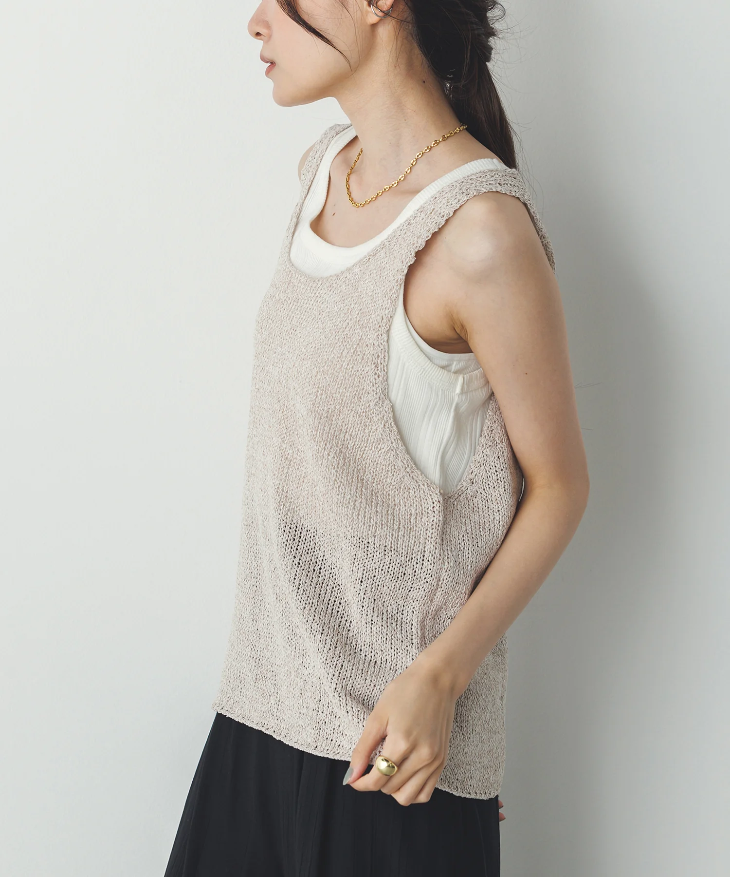 ペーパーヤーン オーバーニットタンク