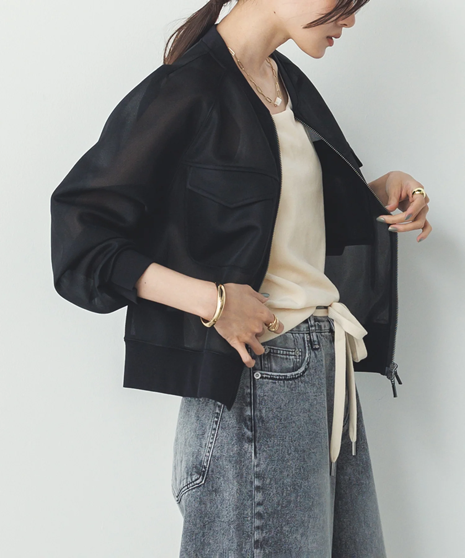 シアーダンボール ダブルジップブルゾン