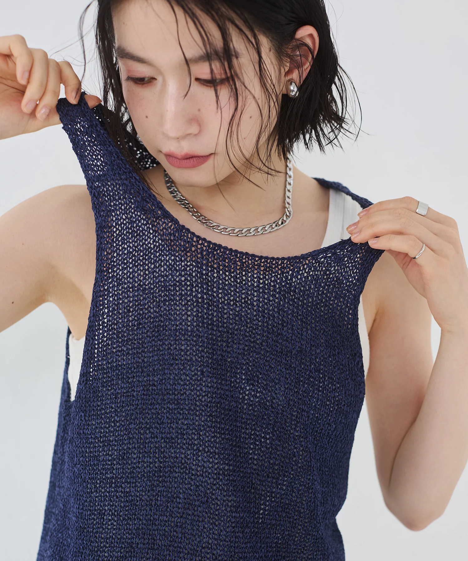 ペーパーヤーン オーバーニットタンク