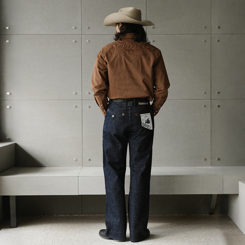 アメカジ　ウエスタンレトロ風刺繍ストライプシャツ