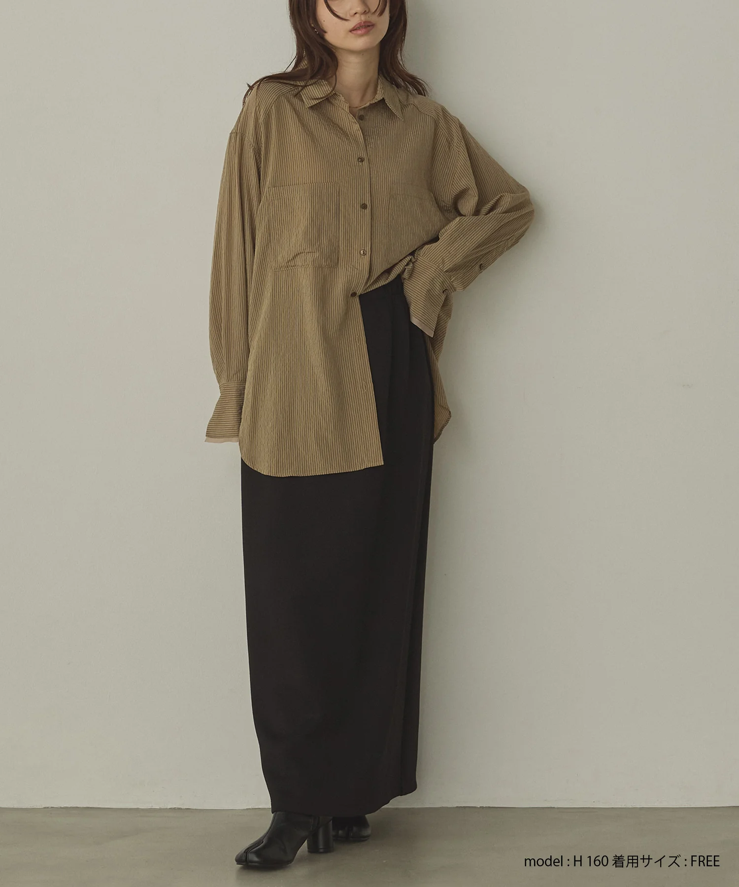 ツヤストライプ オーバーシャツ