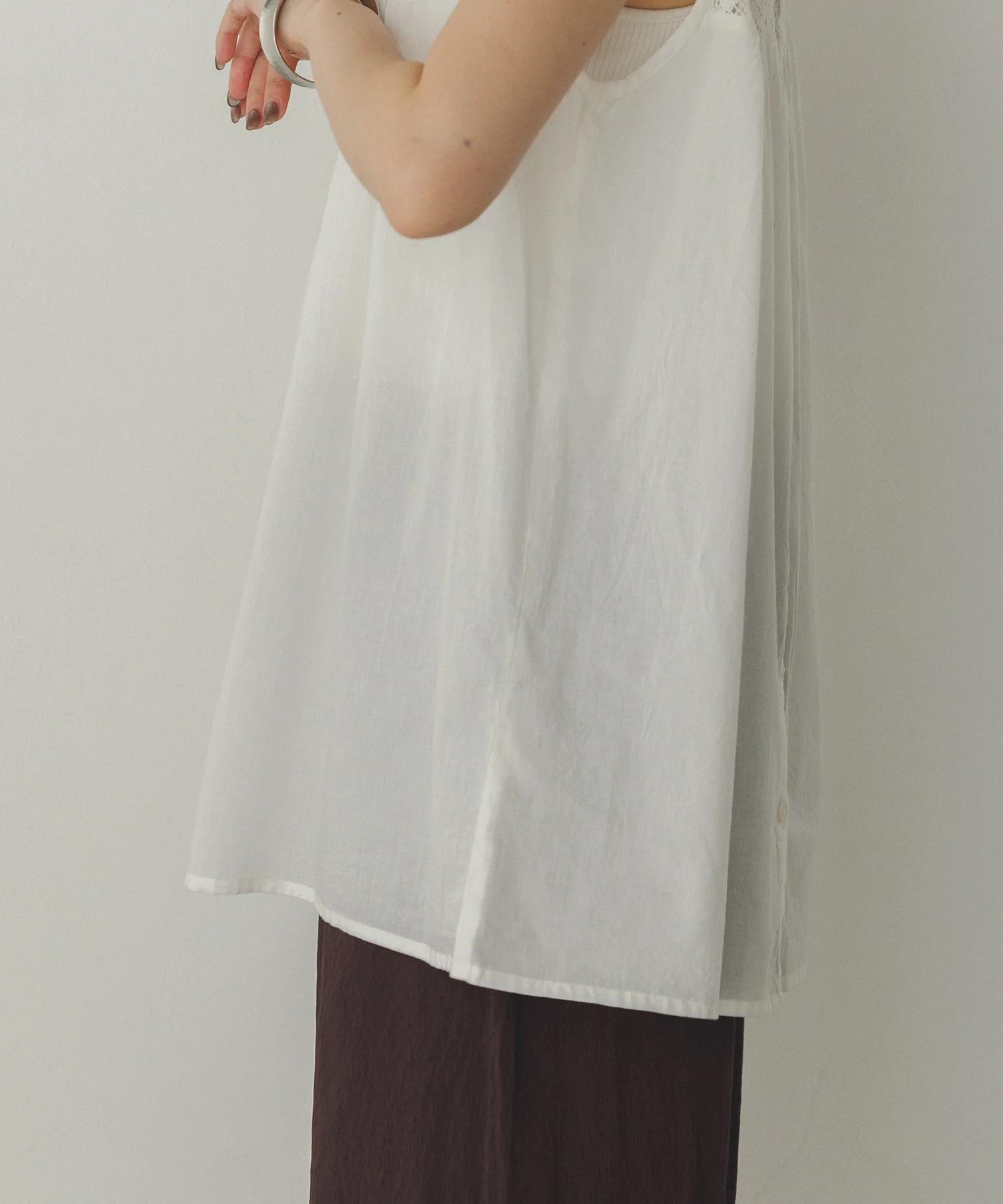 レース切替 ノースリーブブラウス