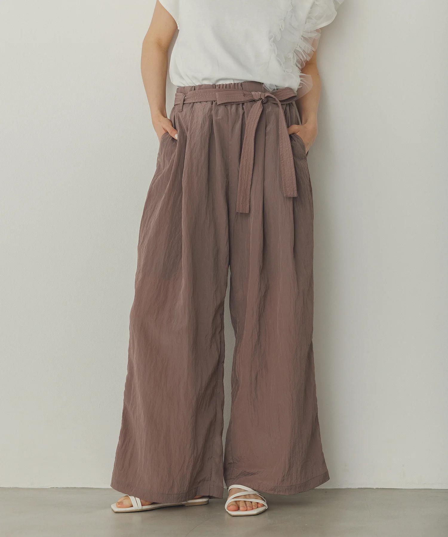 ワッシャー加工 ワイドストレートパンツ