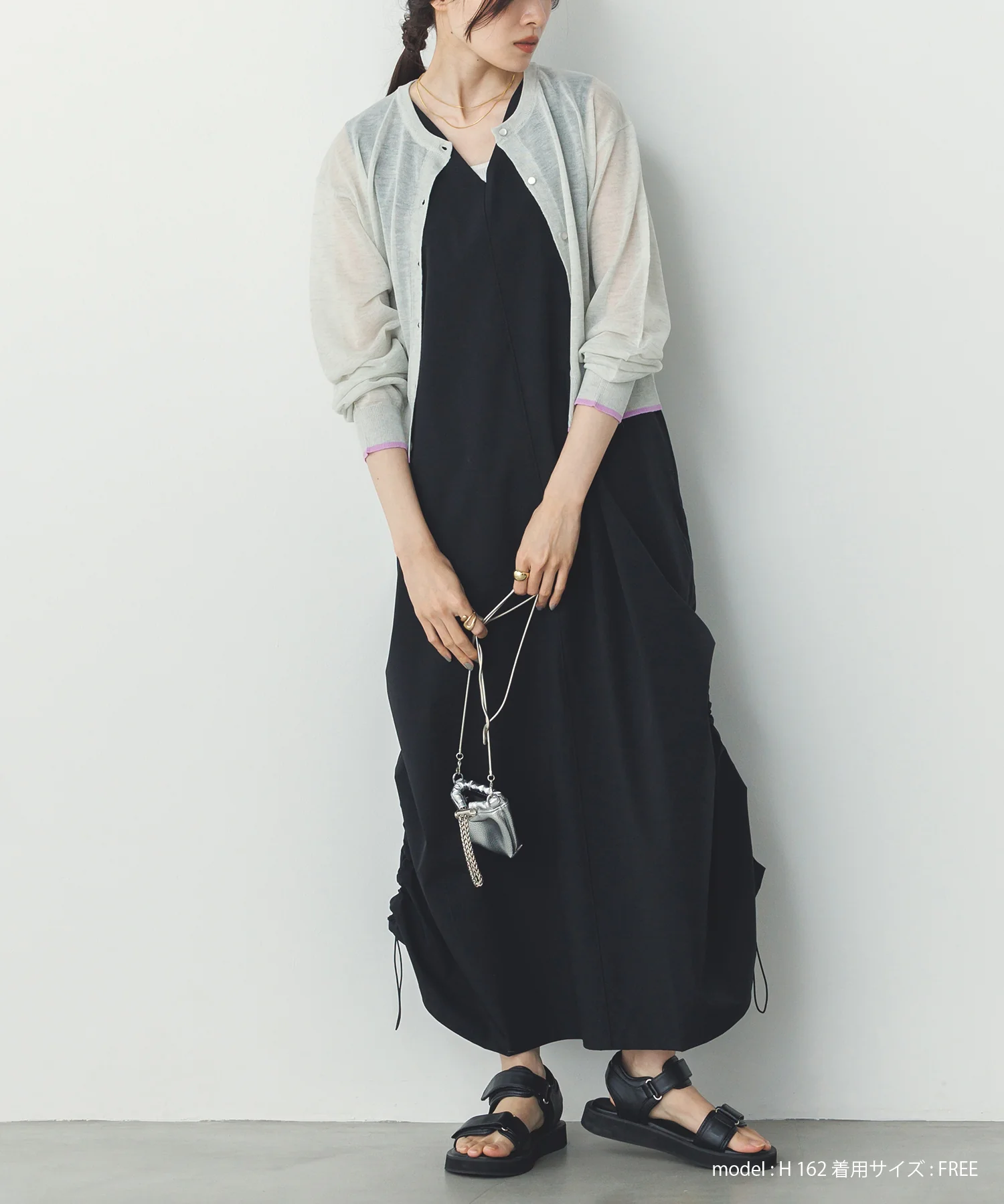 バイカラー シアーニットカーデ