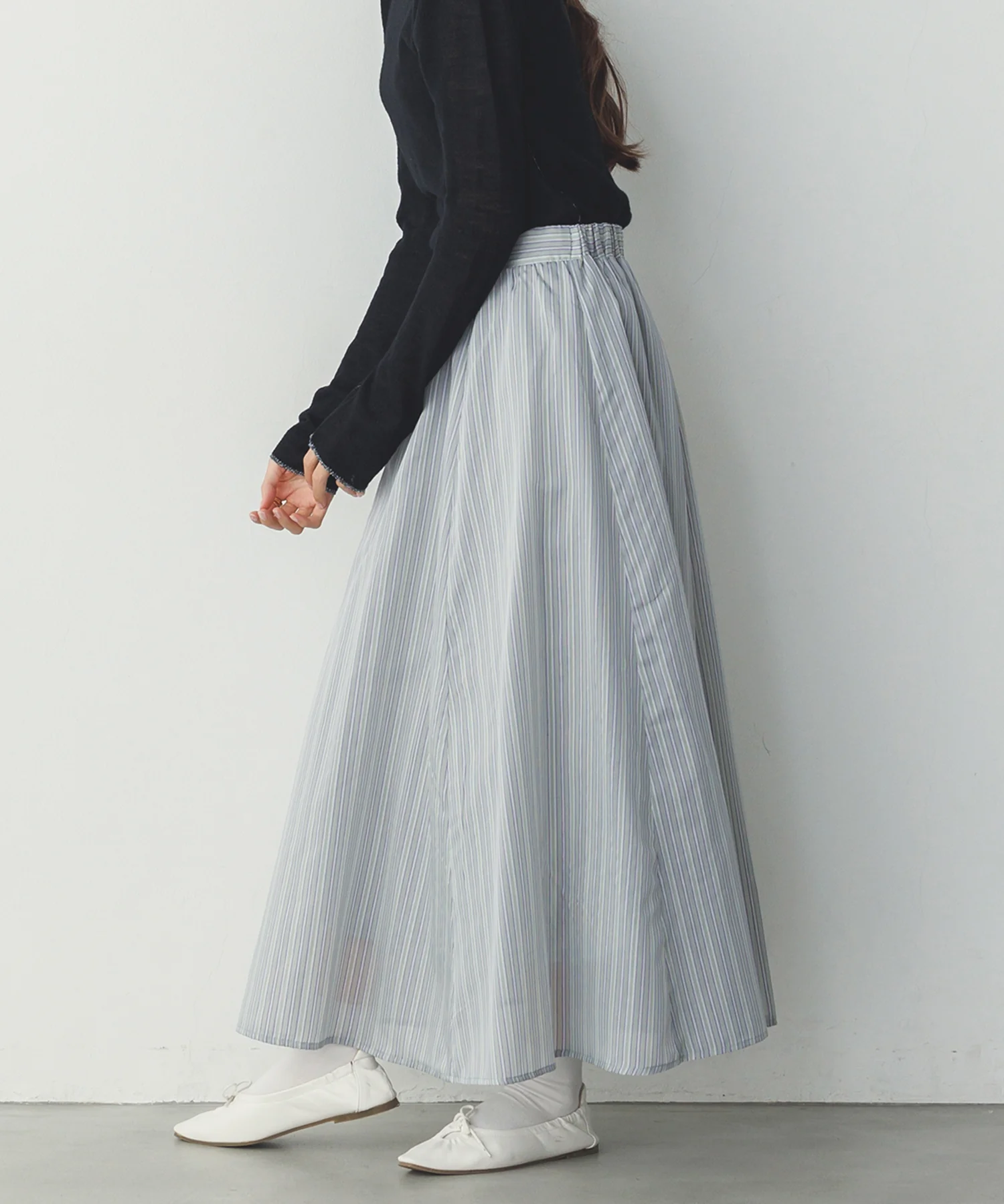 ドビーストライプ シアーフレアスカート