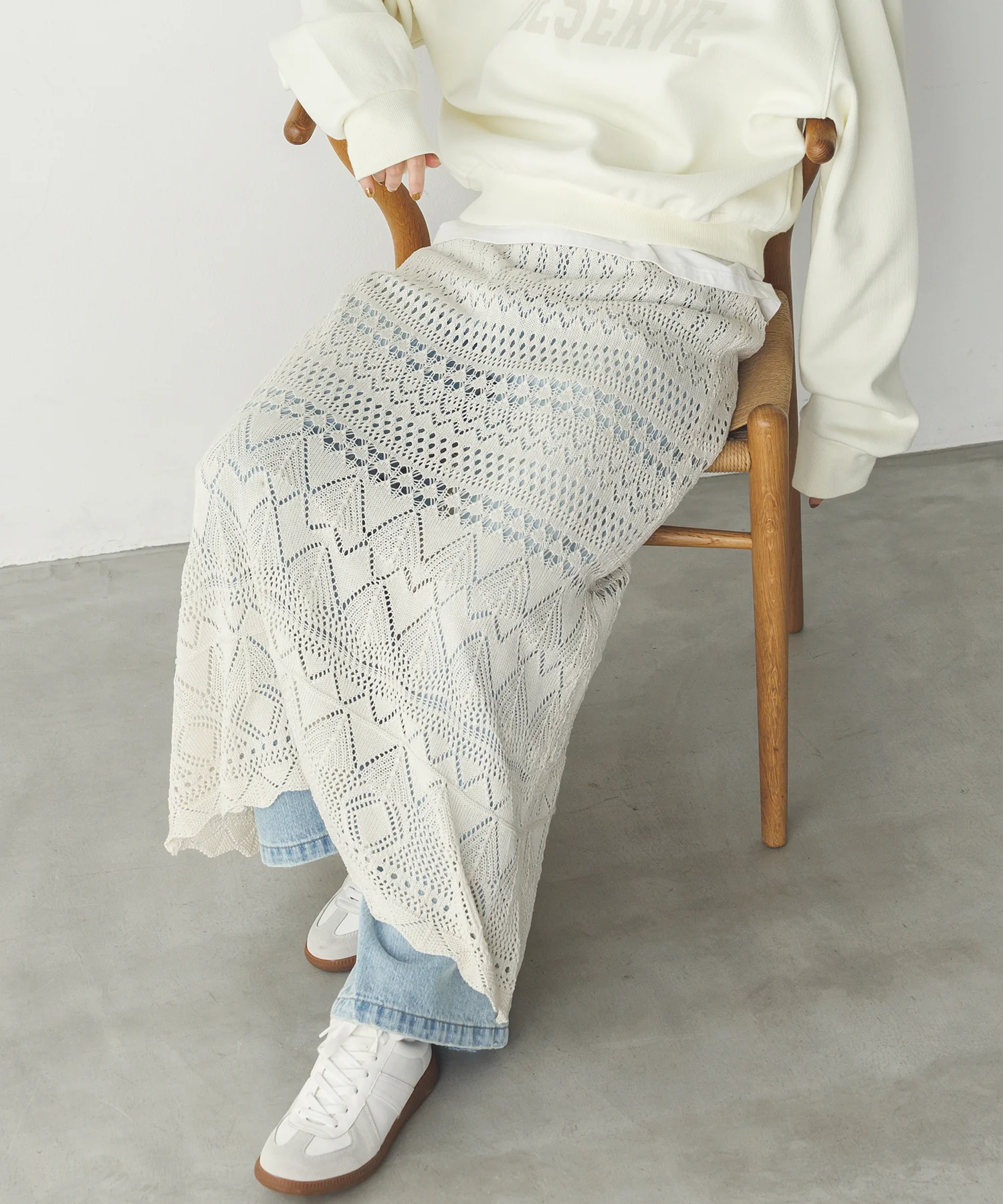 透かし編み ニットスカート