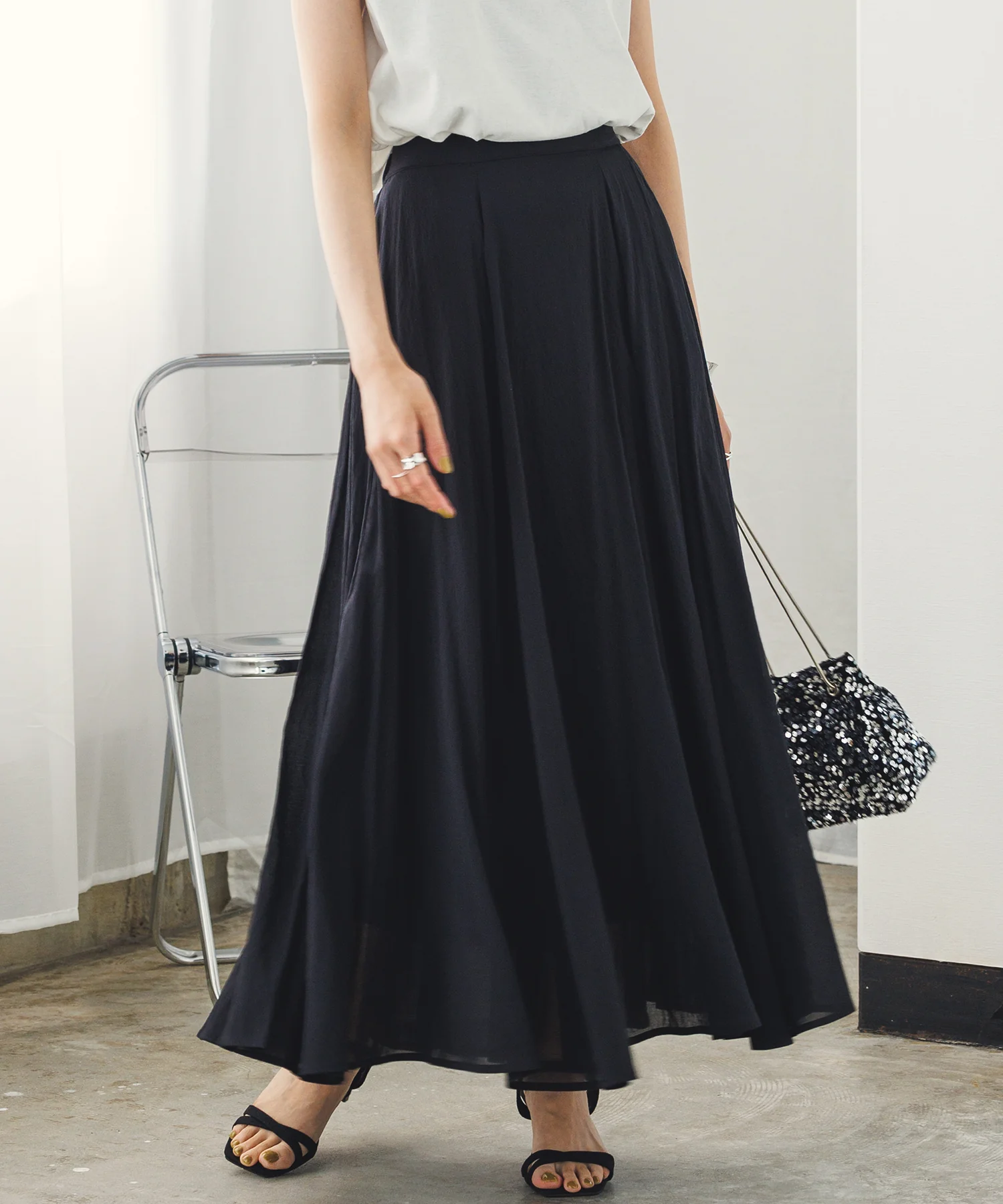 【新色追加】ハイツイストシアー マキシフレアスカート