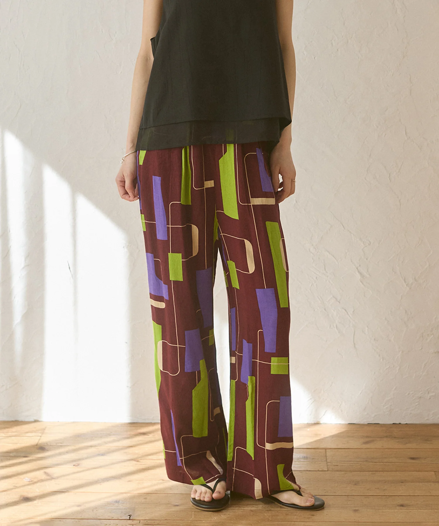 レーヨン スラブプリント イージーパンツ