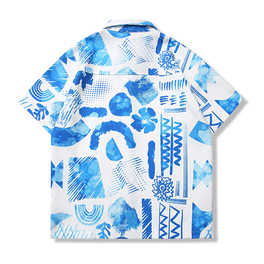 トロピカル抽象グラフィックプリント 開襟シャツ