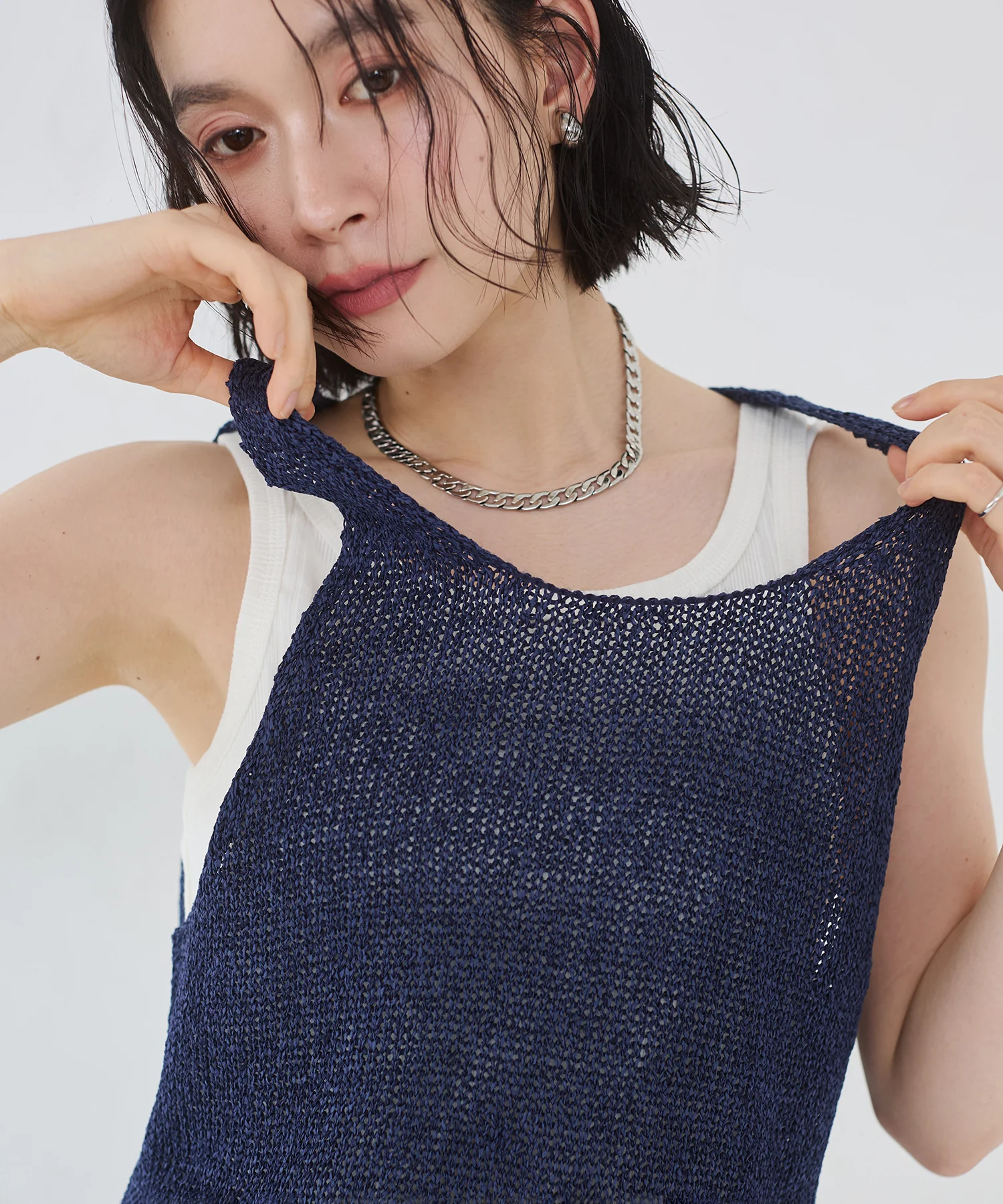 ペーパーヤーン オーバーニットタンク