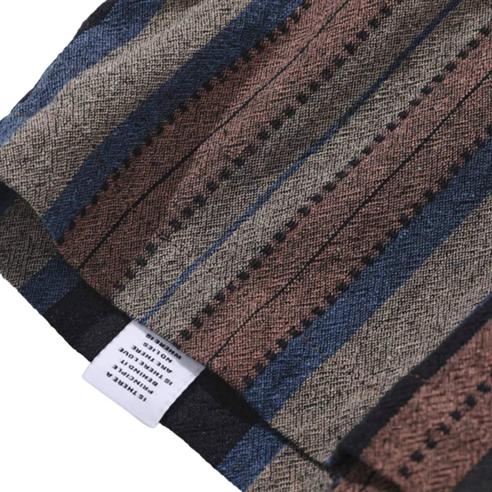 レトロ風 ストライプ開襟 シャツ 半袖