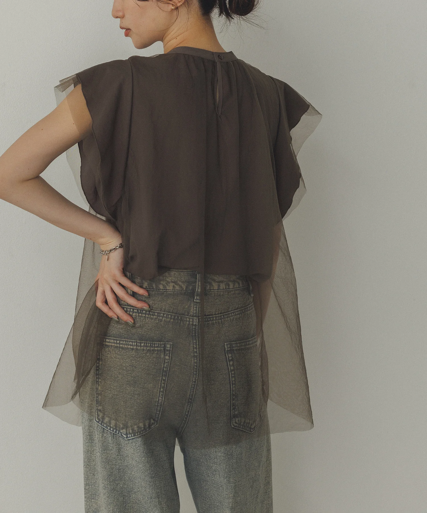 チュール レイヤードブラウス