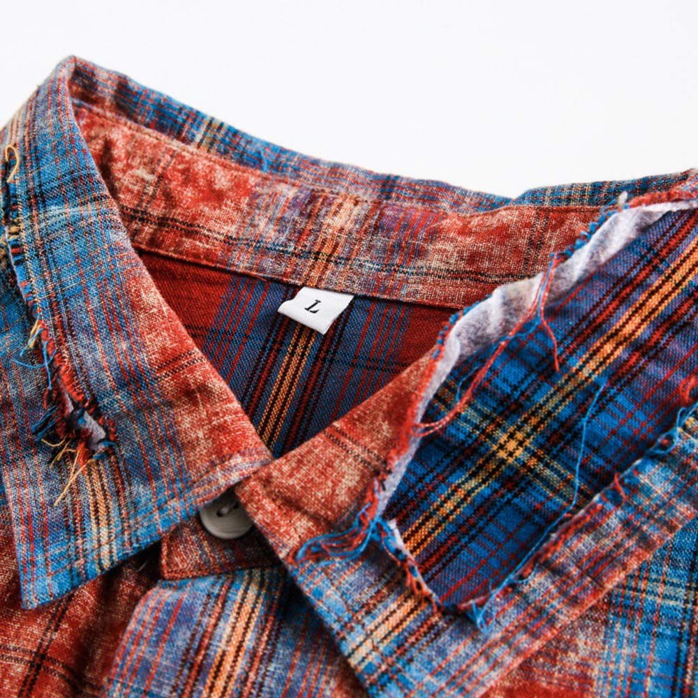 アメカジ　絞り染めチェックシャツ