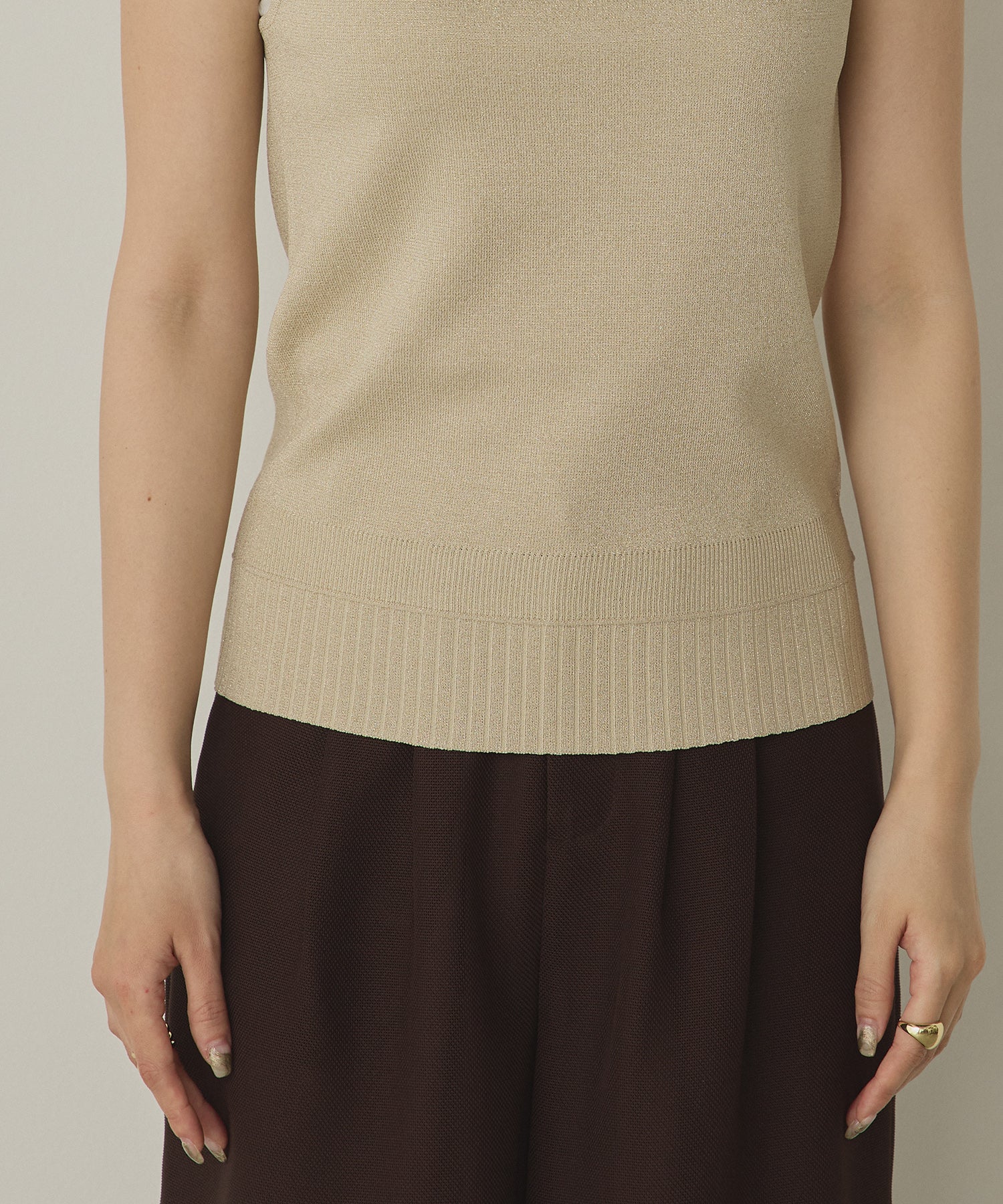 前後2WAY スクエアラメニット タンクトップ