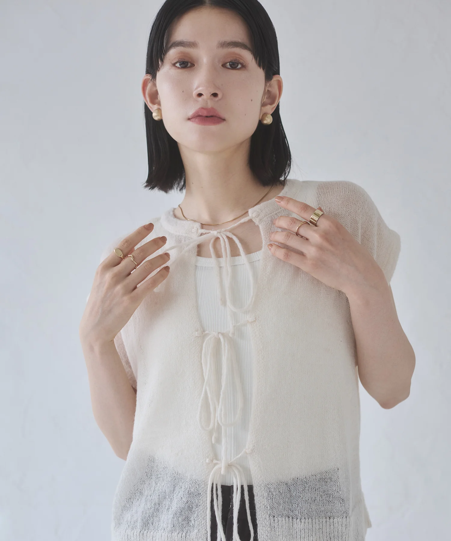 前後2WAY バックリボンシアーニット