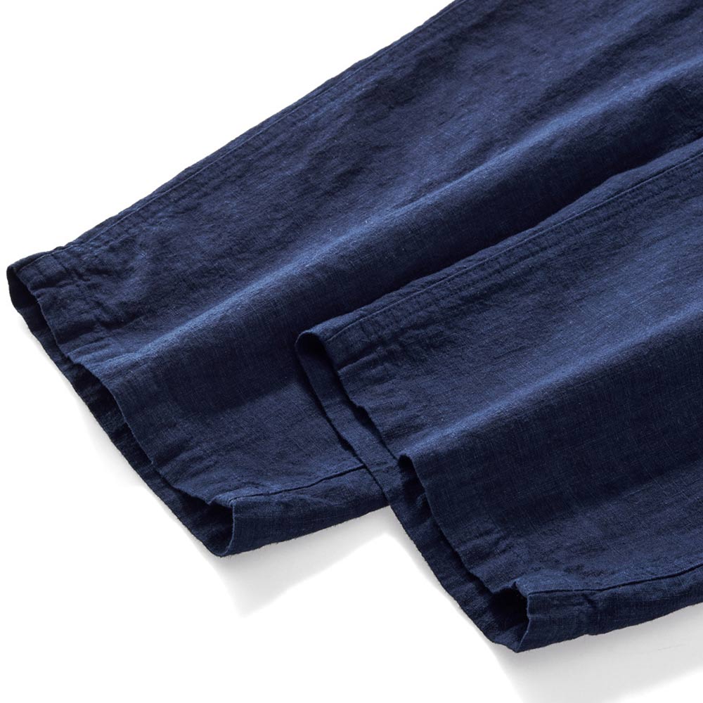 手染め藍染めコットンリネンワイドパンツ
