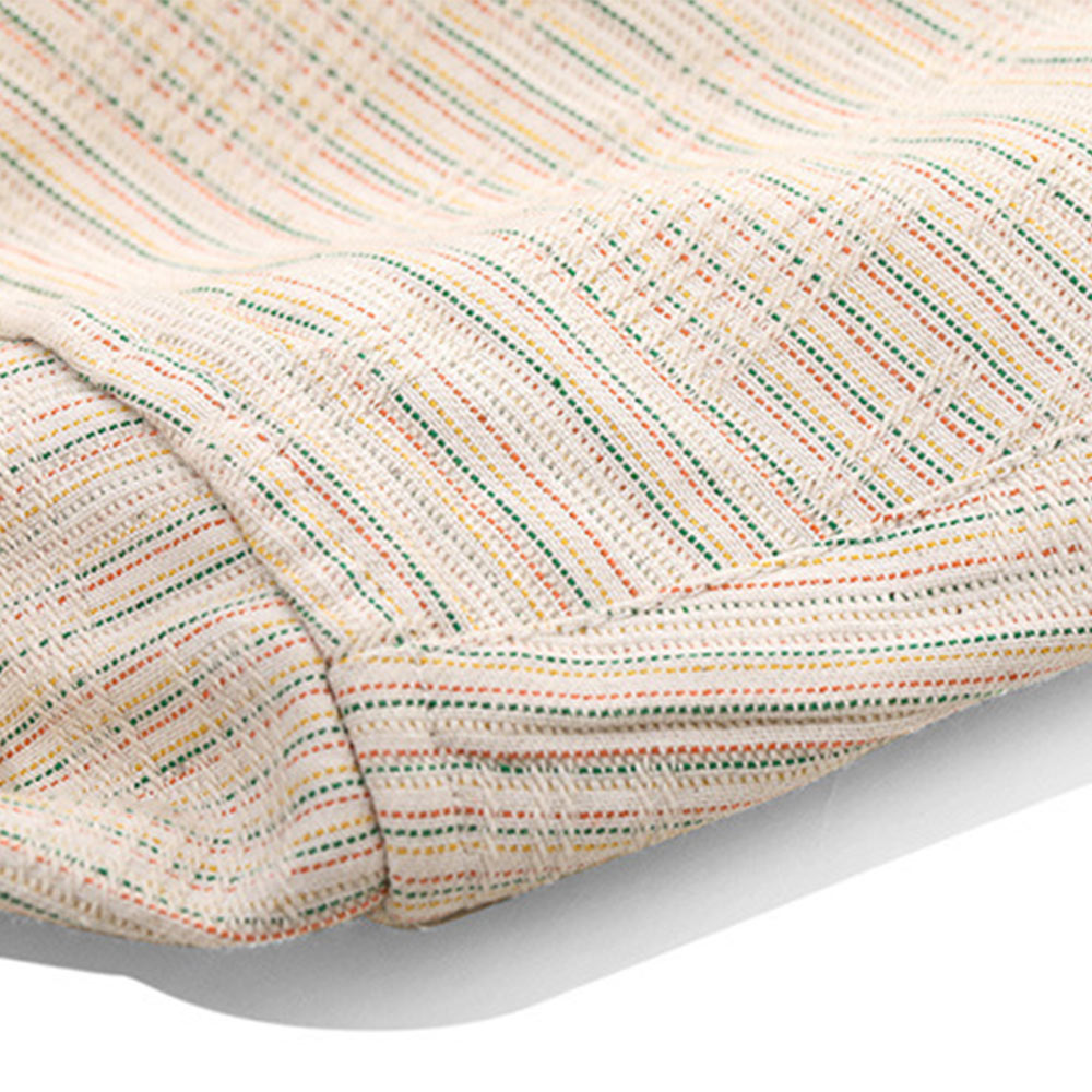 テクスチャーのある先染め　生成りコットン長袖シャツ