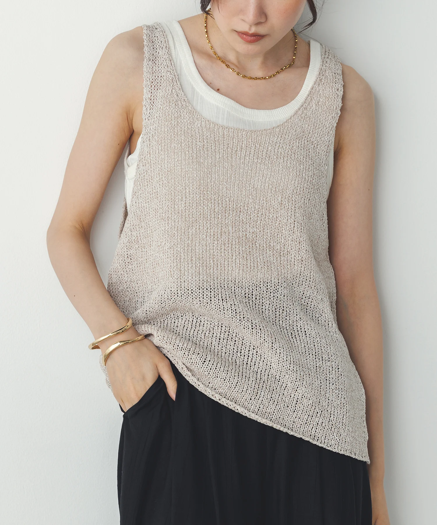 ペーパーヤーン オーバーニットタンク