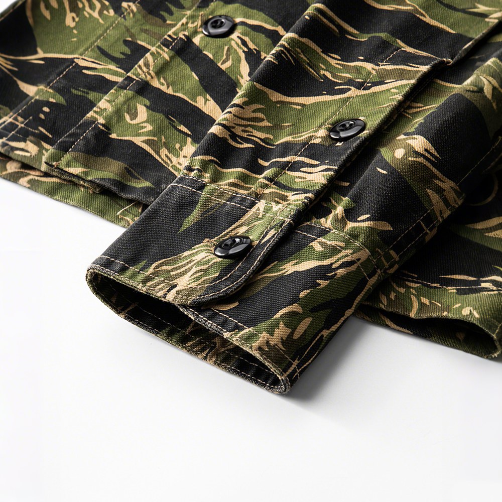 タイガーストライプカモ長袖ワークシャツ