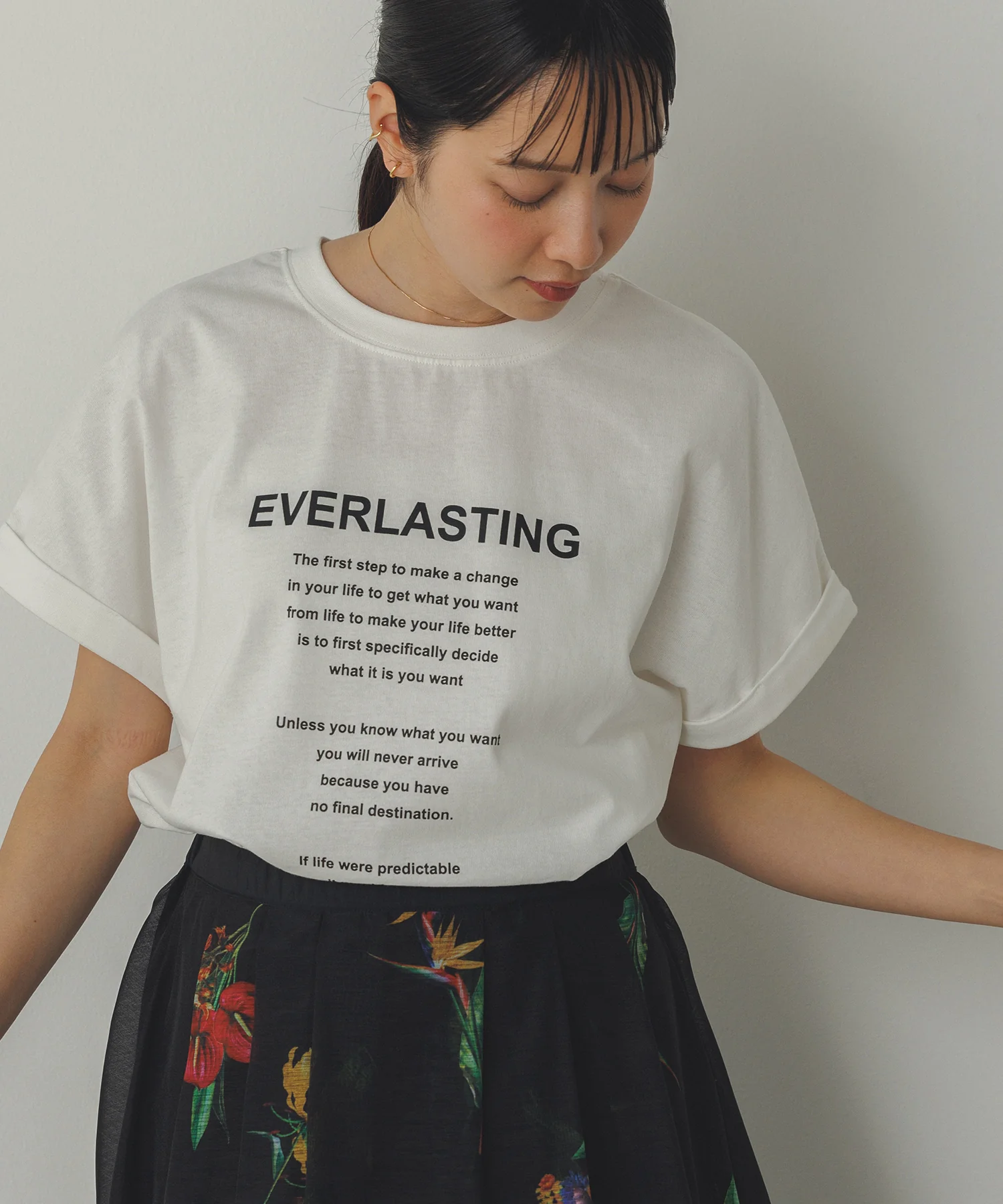 前後2WAY ロゴプリントTシャツ