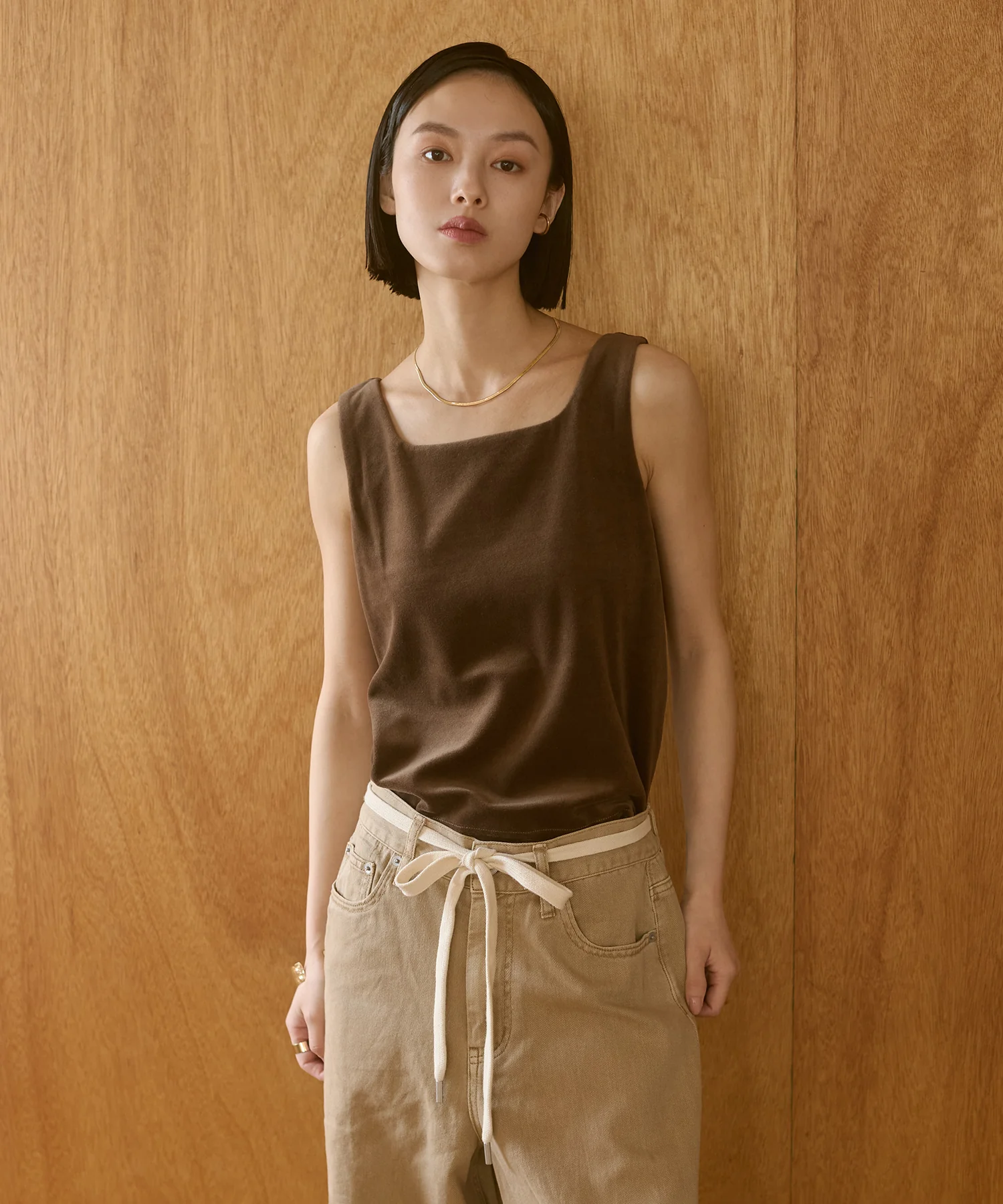 前後2WAY ベロア スクエアタンク