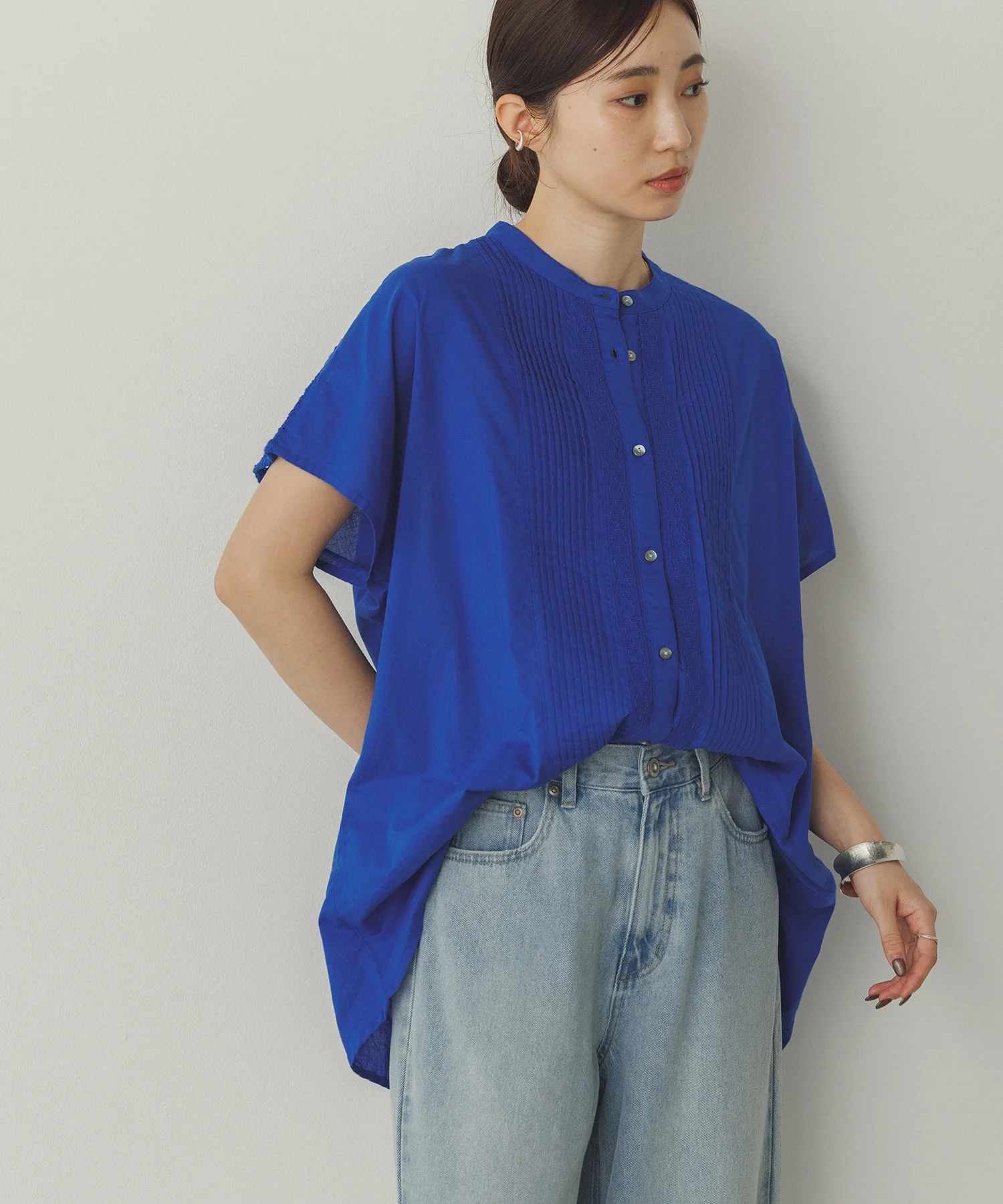 ピンタック レースシャツ