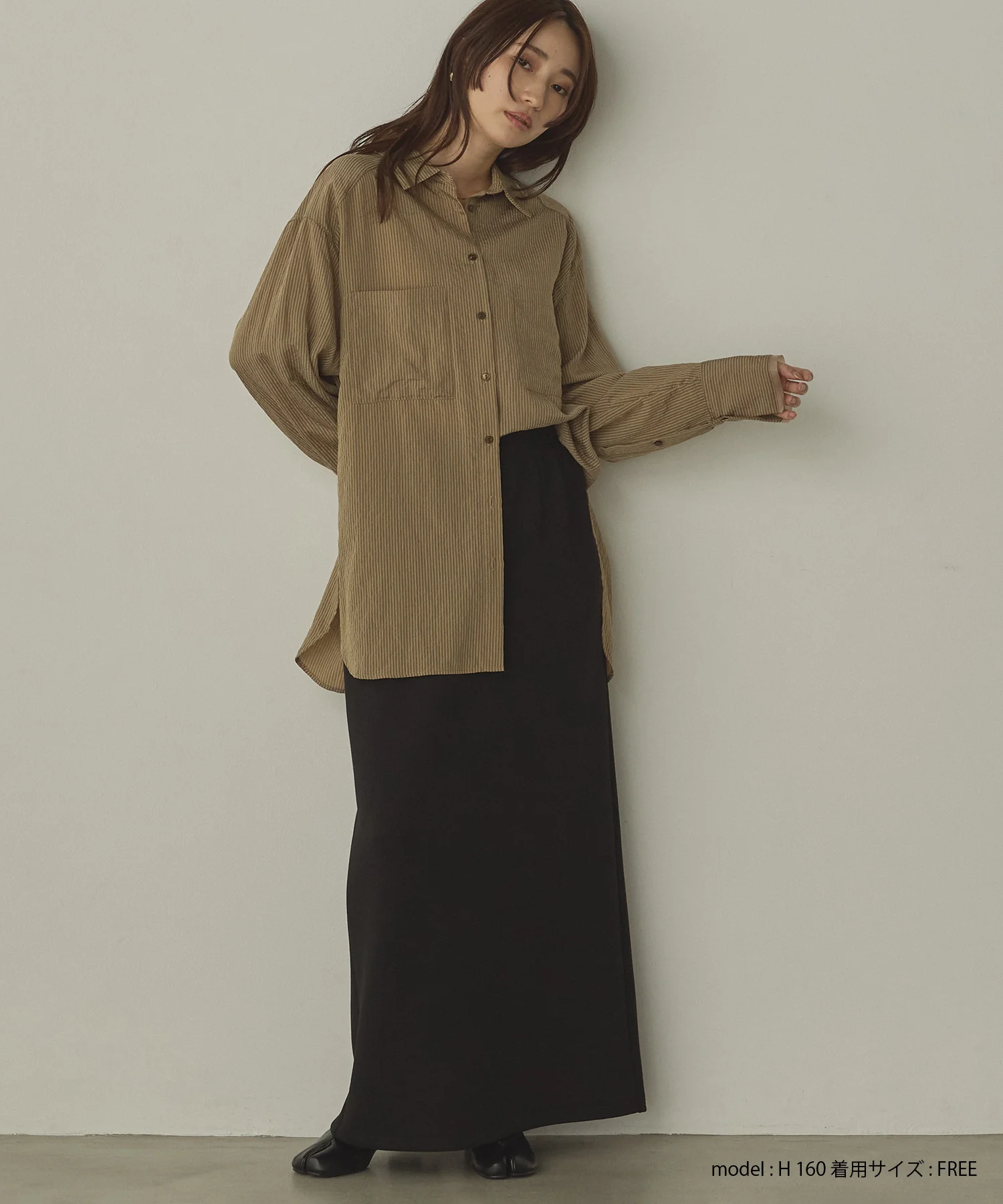 ツヤストライプ オーバーシャツ