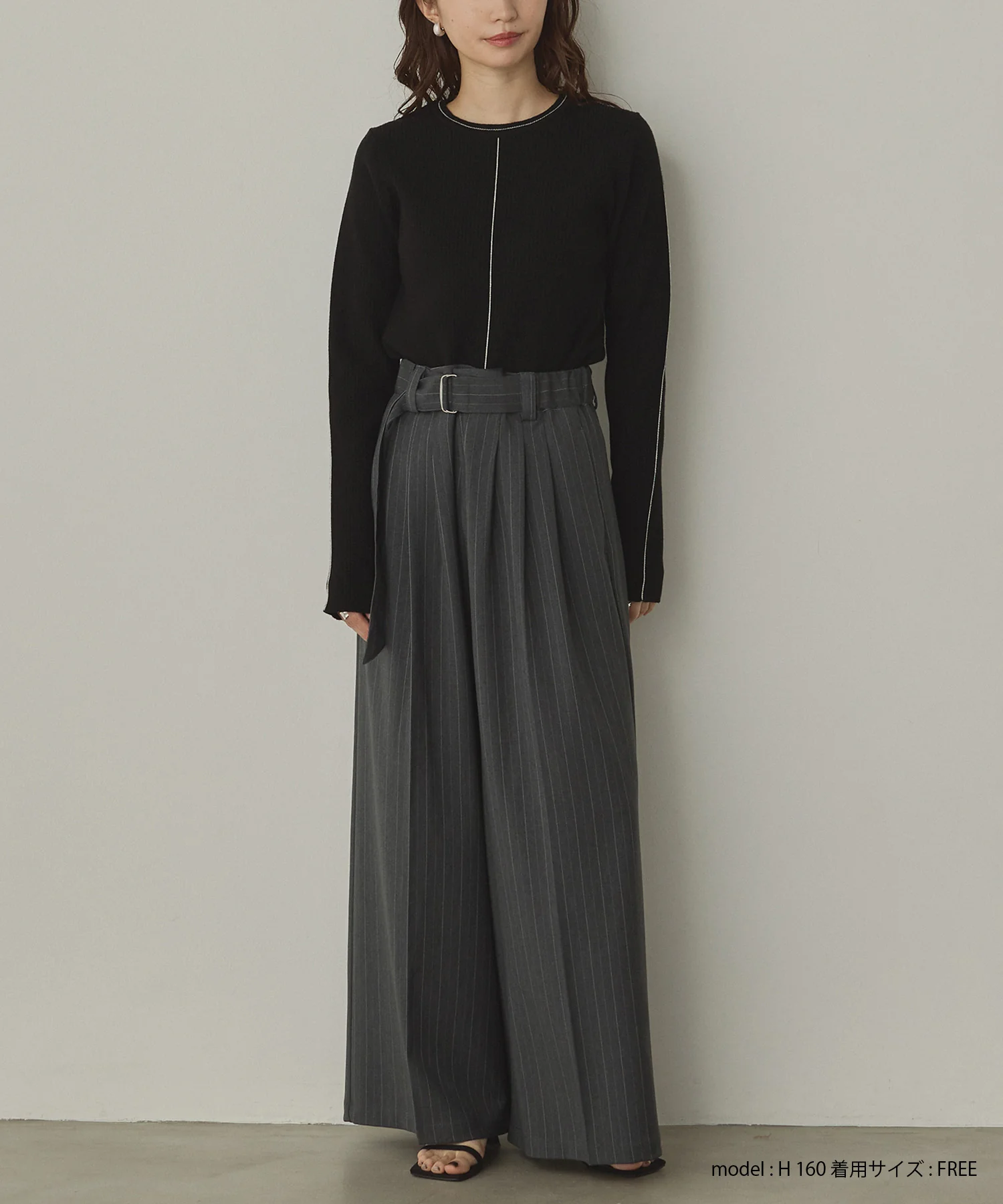 ツイルストライプ タックワイドパンツ