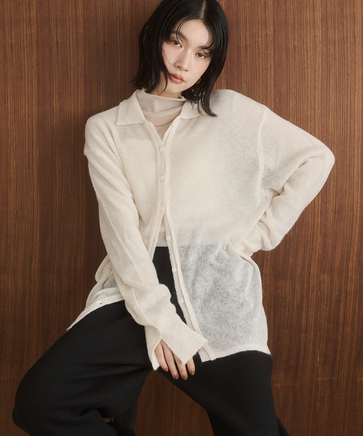 アルパカニット シアーシャツ