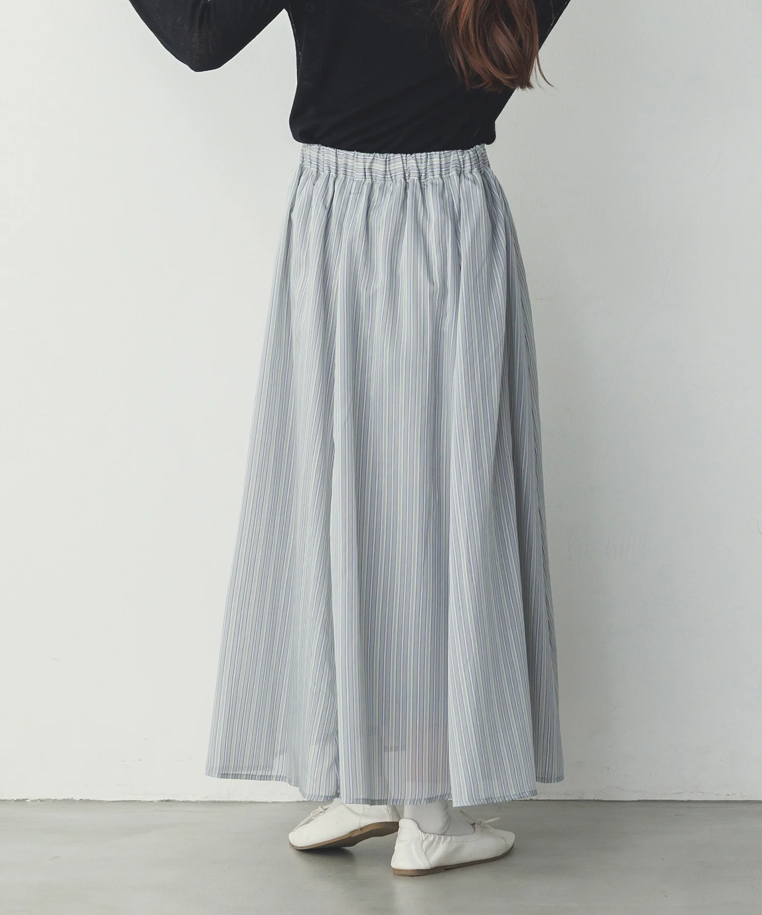 ドビーストライプ シアーフレアスカート