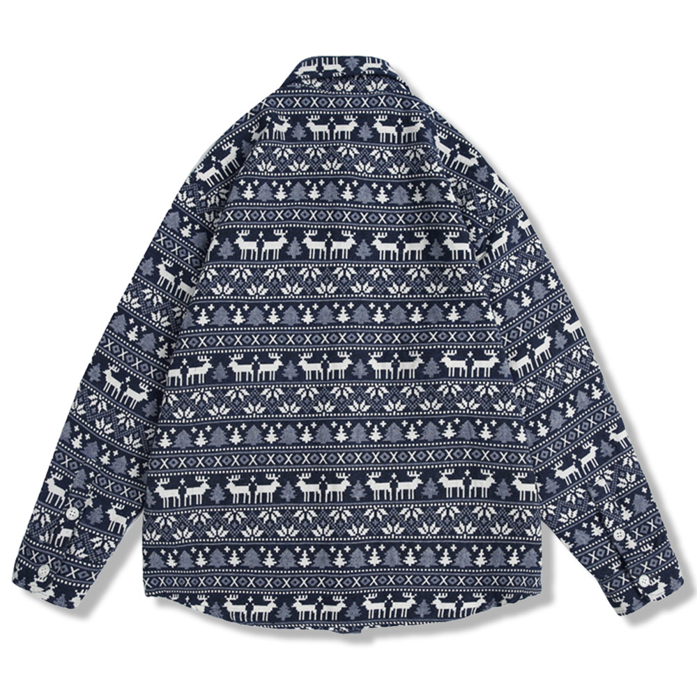 アメカジ　民族風ジャカード生地シャツ