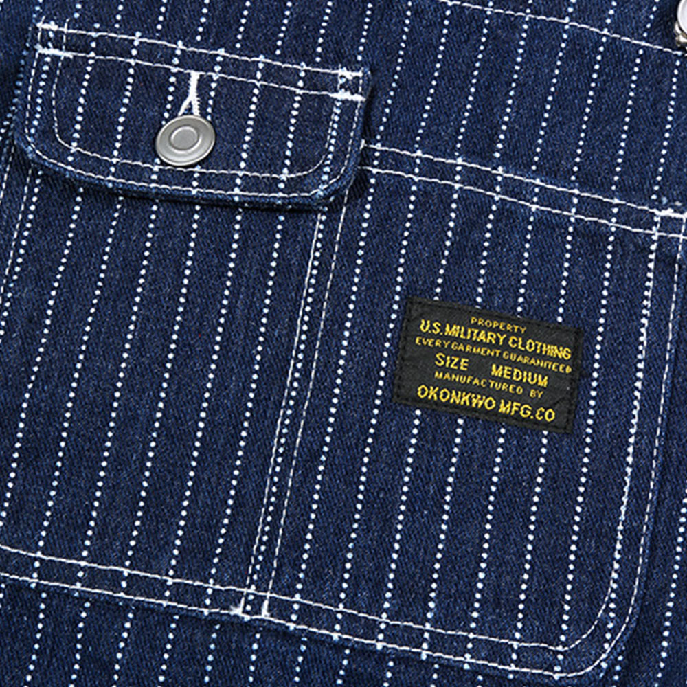 ストライプデニムオーバーオール