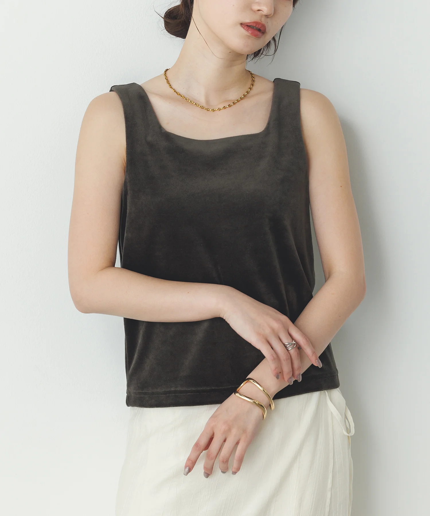 前後2WAY ベロア スクエアタンク