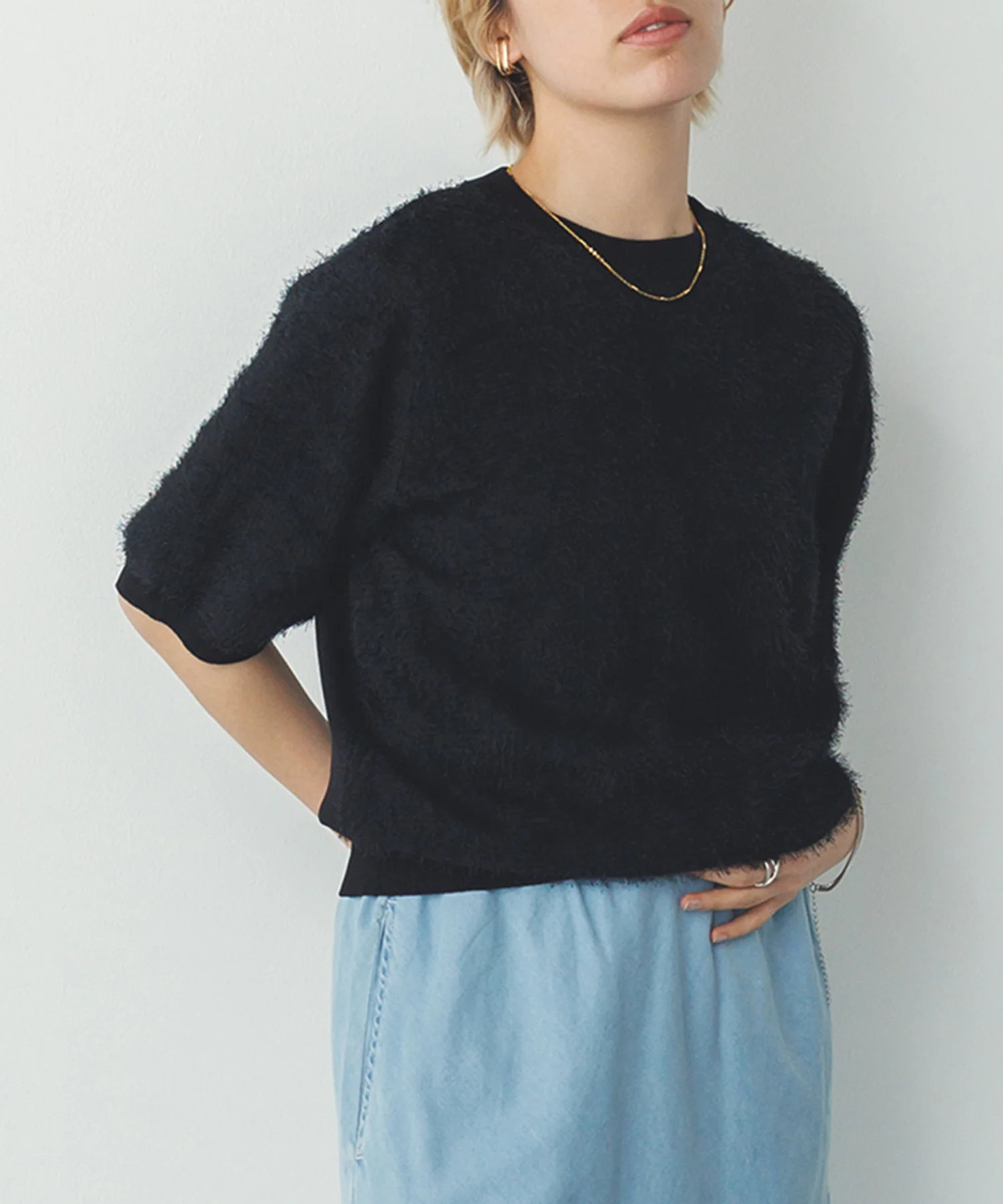 シアージャガード ハーフスリーブニット