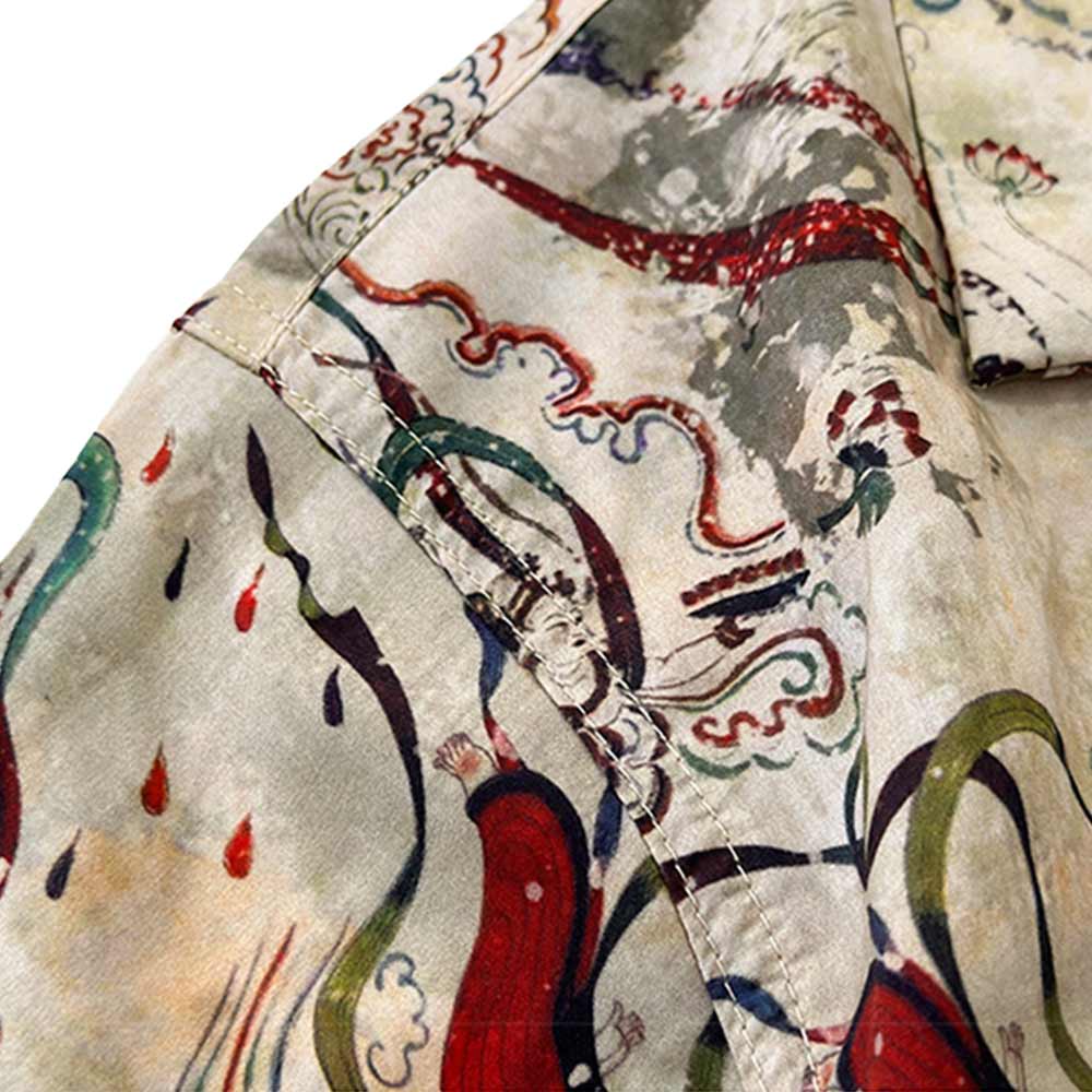 「敦煌飛天」柄リヨセル半袖アロハシャツ