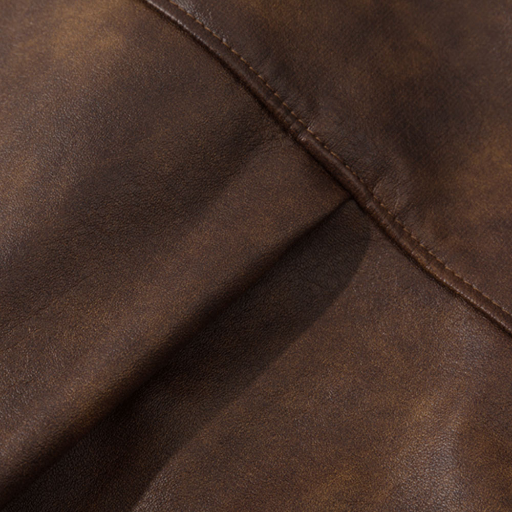 アメカジ　アンティーク風レザー長袖シャツ