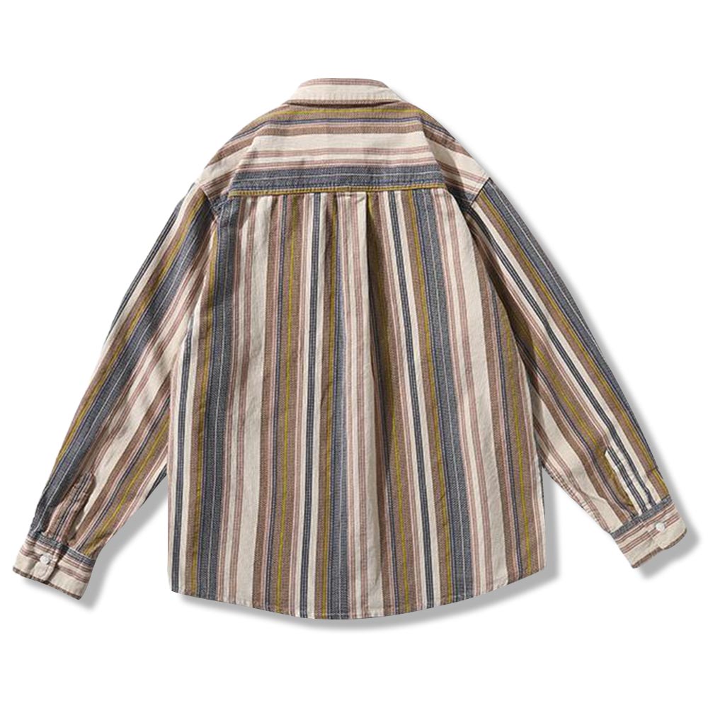 コットン和風 　マルチストライプコーデュロイシャツ