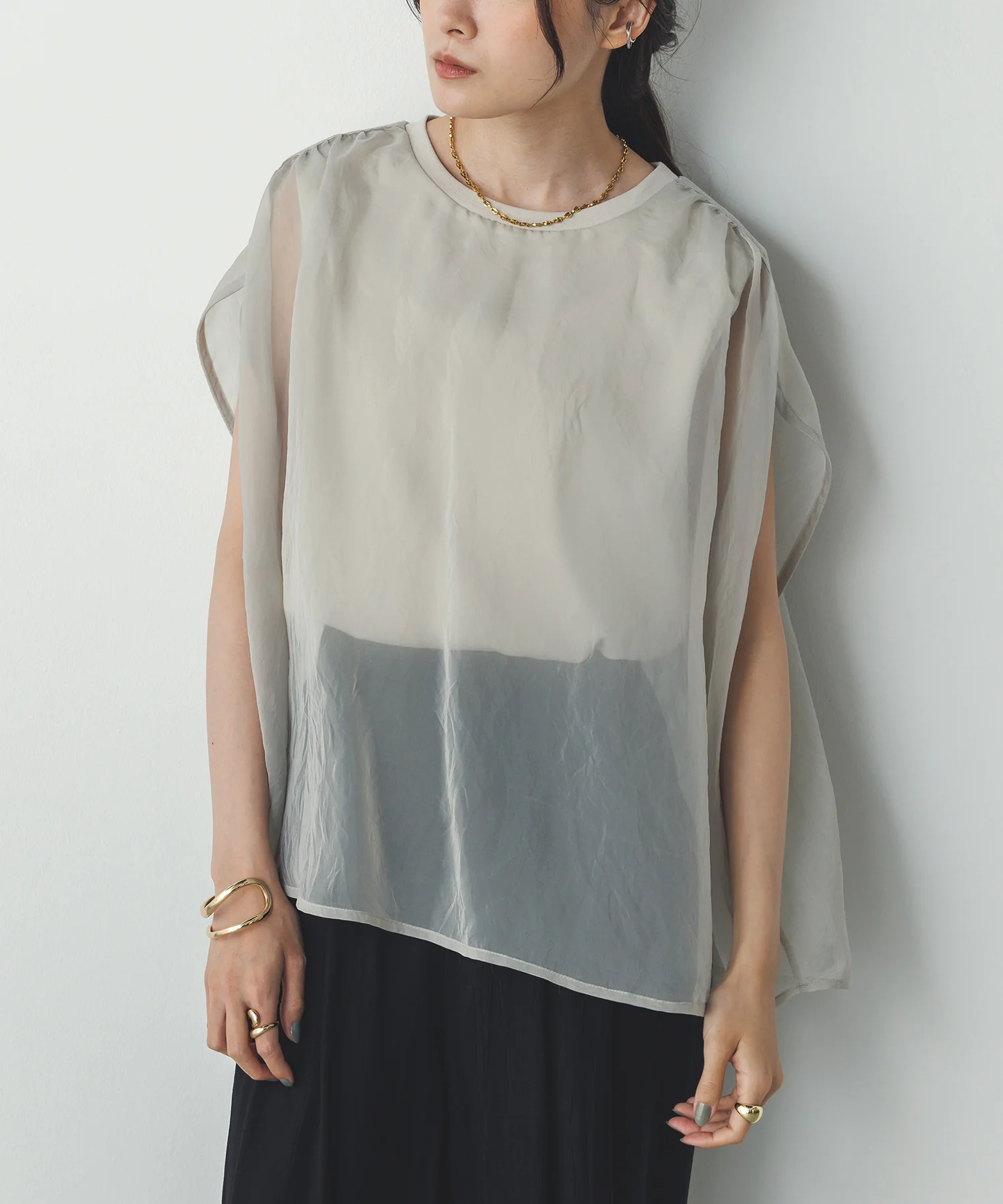 ニュアンス シアーレイヤードトップス