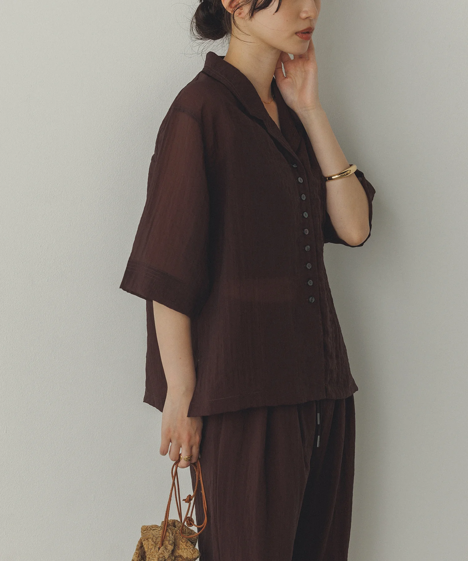 半袖 ツヤシアーシャツ