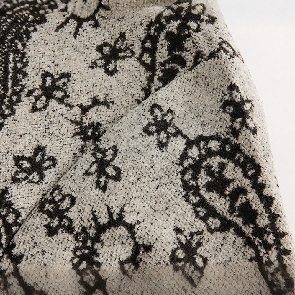 アメリカンレトロ　 ペイズリー柄モノクロ長袖シャツ