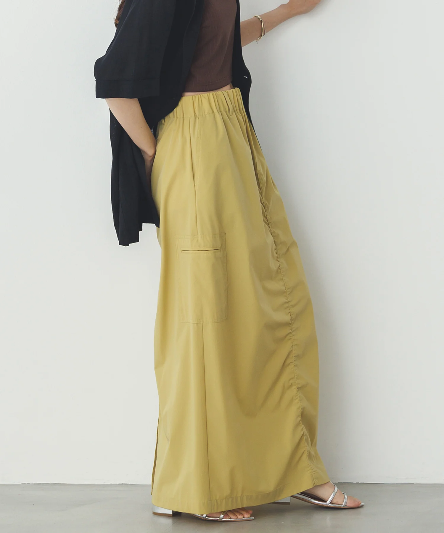 【接触冷感】シャーリング カーゴスカート